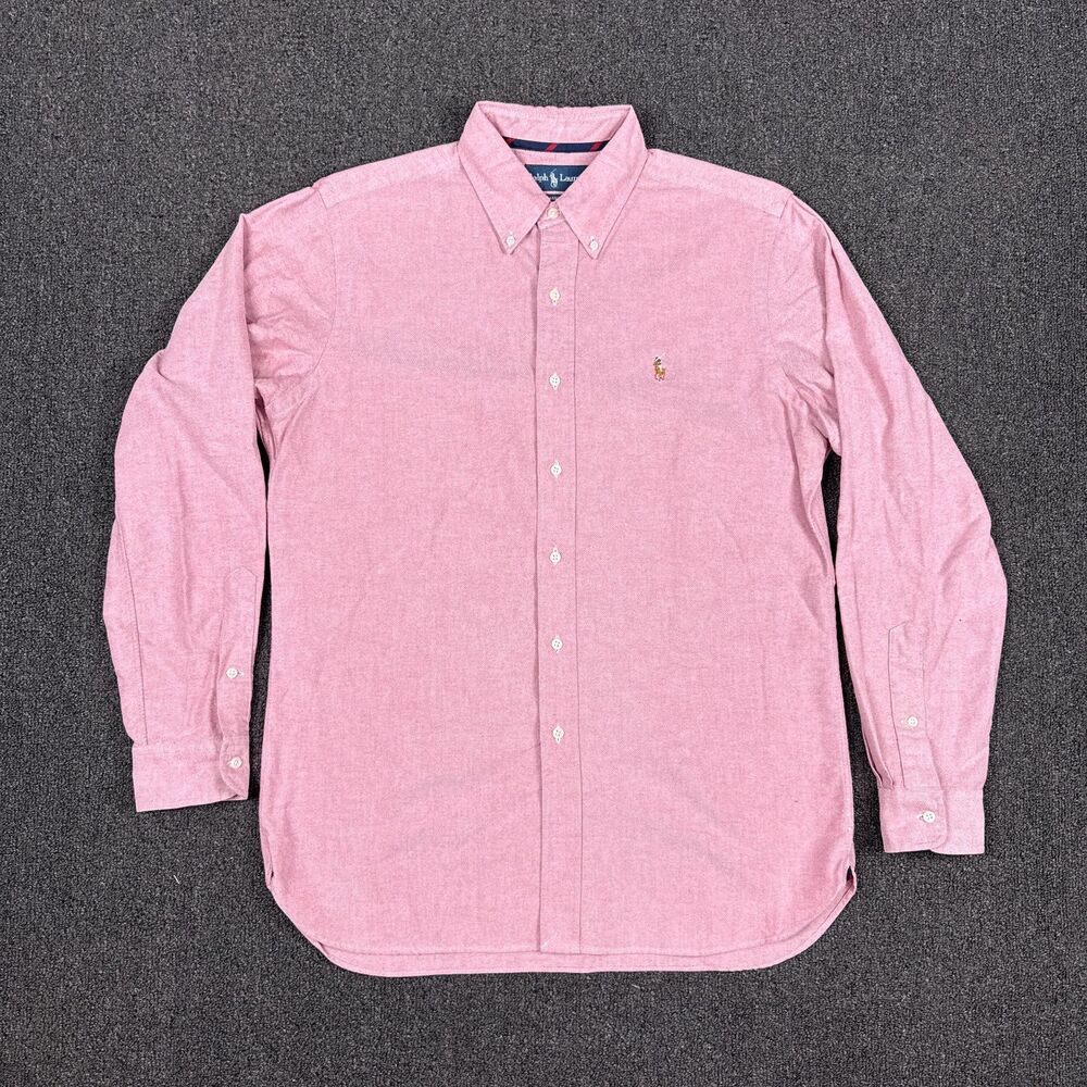 Polo Ralph Lauren Shirt Men Pink Oxford Flesh Pony Button Casula Size Medium